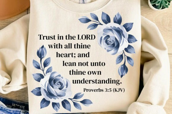 Christian Bible Verse Blue Roses PNG