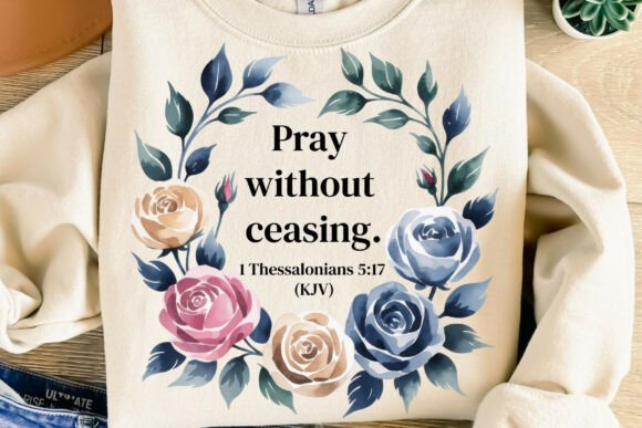 Christian Bible Verse Roses Flowers PNG: T-Shirt Designs