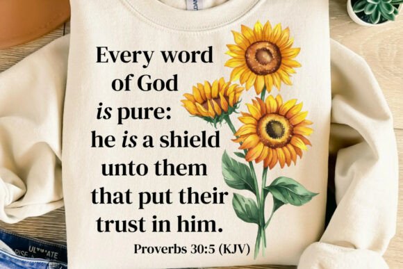 Christian Bible Verse Sunflowers PNG for T-Shirt Designs
