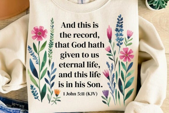 Christian Bible Verse Wildflowers PNG for T-Shirt Designs