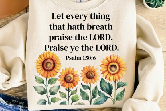 Jesus Christ Bible Verse Sunflowers PNG for T-Shirt Designs
