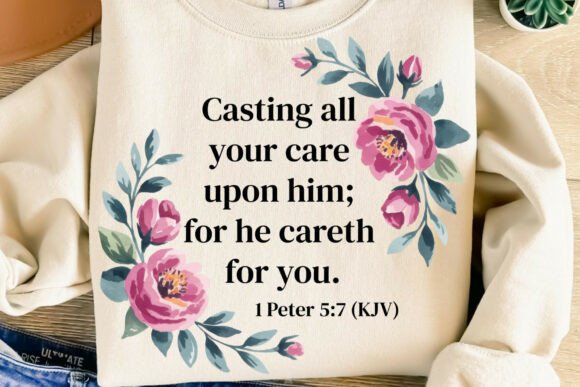 Jesus Christ Christian Pink Flowers PNG T-Shirt Designs