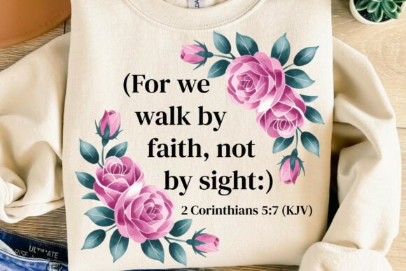 Jesus Christ Christian Pink Roses PNG T-Shirt Designs