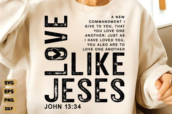 Love Like Jesus PNG: Heart Valentine PNG for T-Shirt Designs